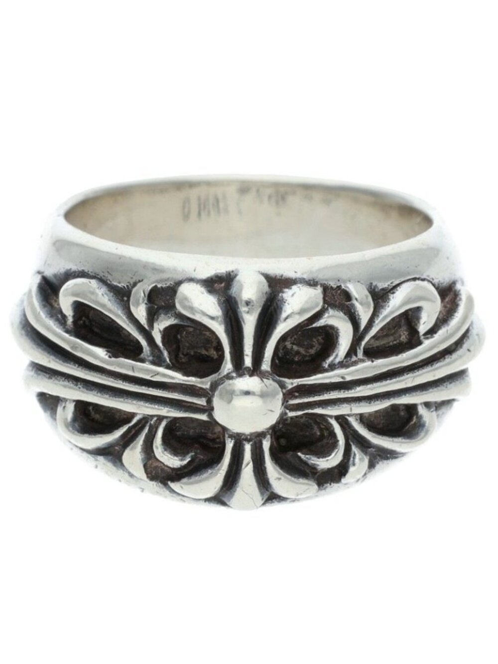 Chrome Hearts Flrl Cross Floral Silver Ring